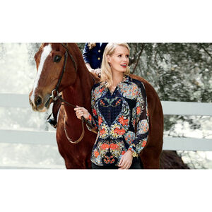 CAbi Amour Semi-Sheer Blouse Floral XS